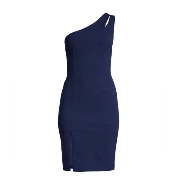 NWT THE FASHION POET One-Shoulder Sheath Dress WOMEN NAVY SIZE M - Picture 3 of 3